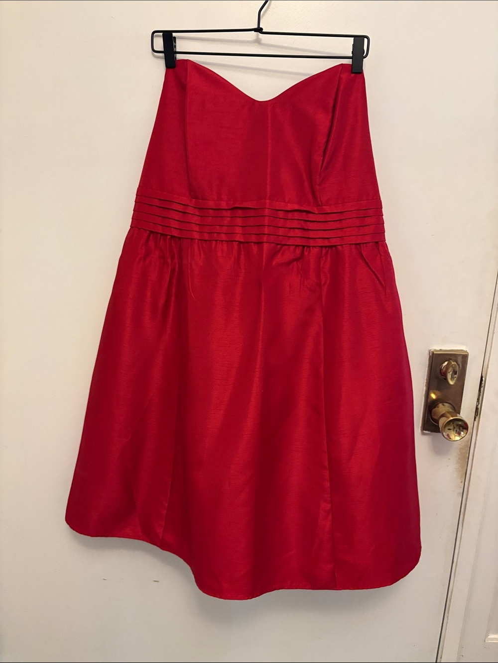 Lane Bryant Strapless Red Formal Dress with Pleated Waist